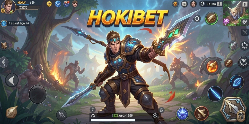 Gameplay HOKIBET yang menampilkan aksi pertarungan seru dan grafis memukau.