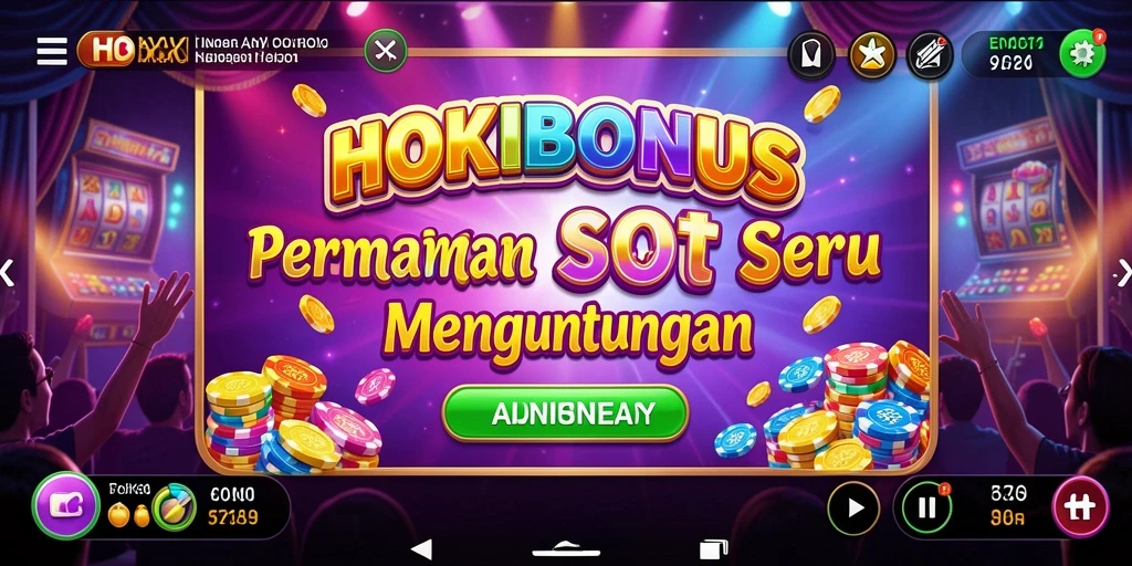 Tampilan gameplay Slot HOKIBONUS yang mendebarkan dan penuh warna.