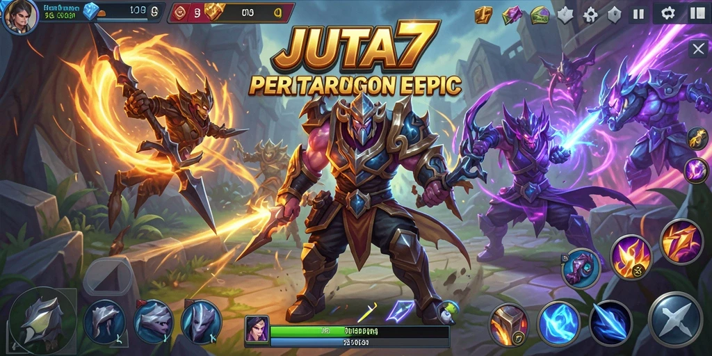 Screenshot gameplay menarik dari JUTA7 dengan aksi seru di arena MOBA.