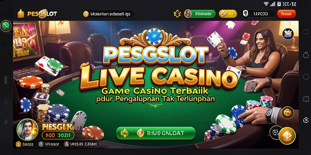 Screenshot gameplay PESGSLOT menampilkan dealer yang profesional dan permainan yang interaktif.
