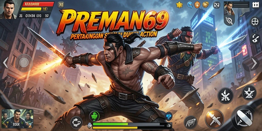 Tampilan atraktif game PREMAN69 dengan aksi pertarungan seru.