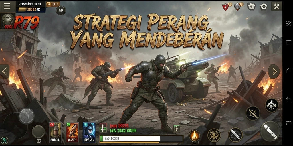Screenshot menunjukkan pertempuran strategis yang intens dalam RP79.