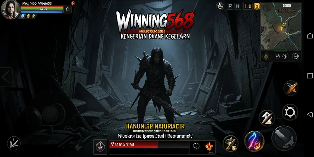 Tangkapan layar dari gameplay WINNING568 yang menampilkan suasana horor mencekam.