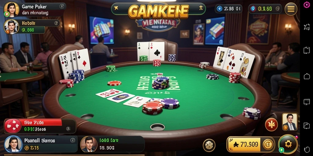 Screenshot Z18 menunjukkan gameplay seru Poker yang sedang berlangsung.